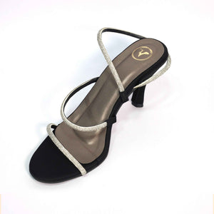 Berry Black Open Toe Heels for Women – Synthetic Slip-On Party Sandals