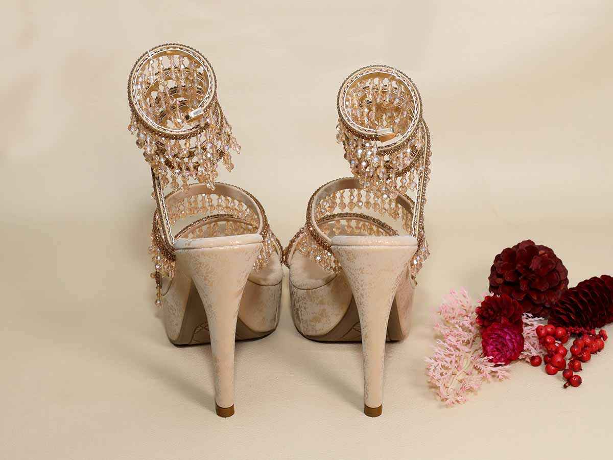 Glitz Gold Springs Letoes Pencil Heel
