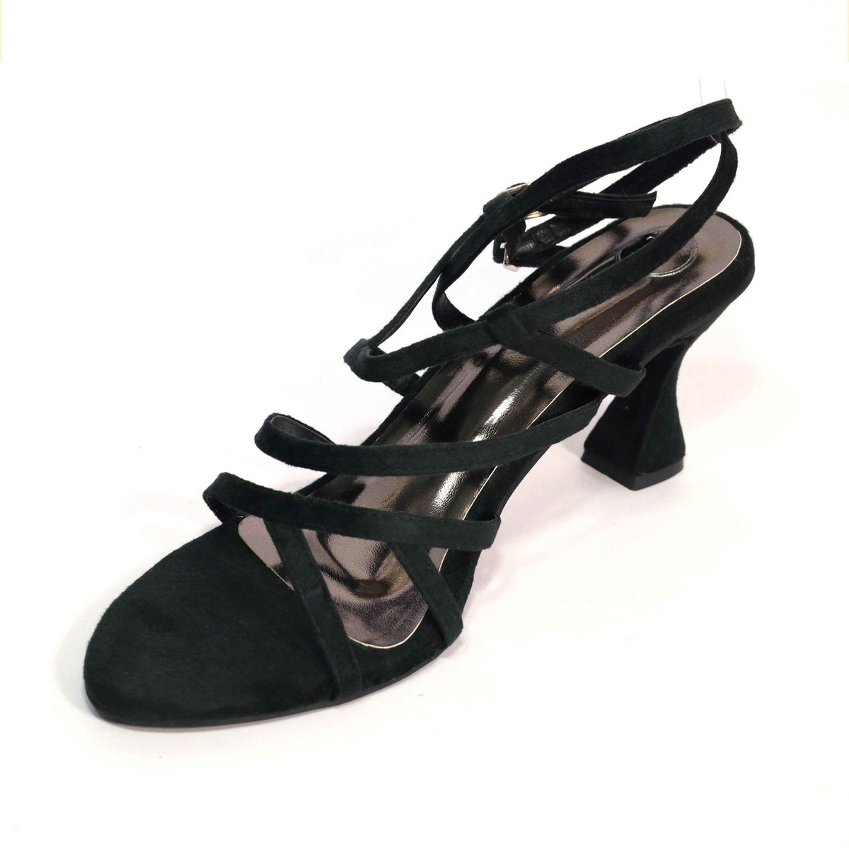 Women's Black Heels – Shilpa Open Toe Sandals with Buckle Strap