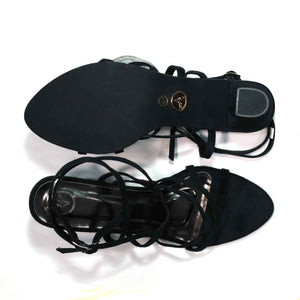Women's Black Heels – Shilpa Open Toe Sandals with Buckle Strap