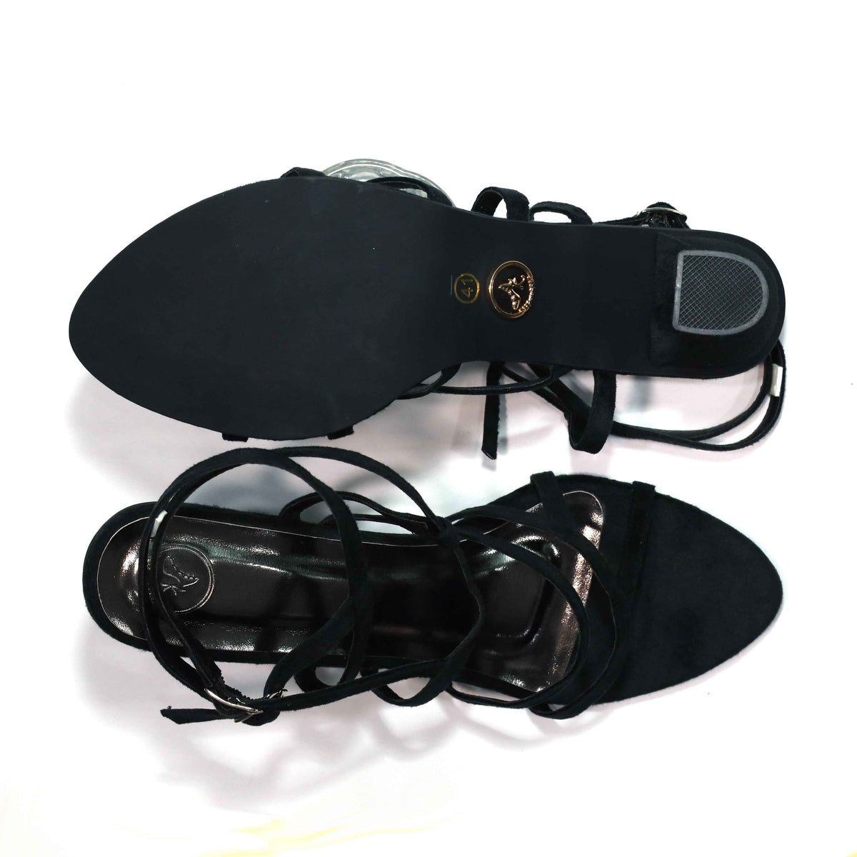 Women's Black Heels – Shilpa Open Toe Sandals with Buckle Strap