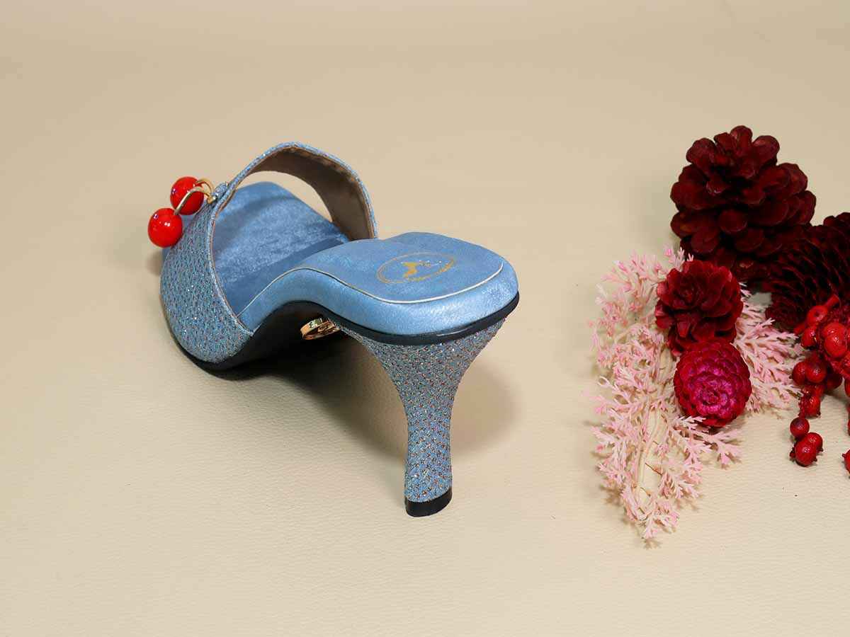 Blue Cherry Pencil Heel