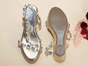 Silver Chunky Rocks Wedge