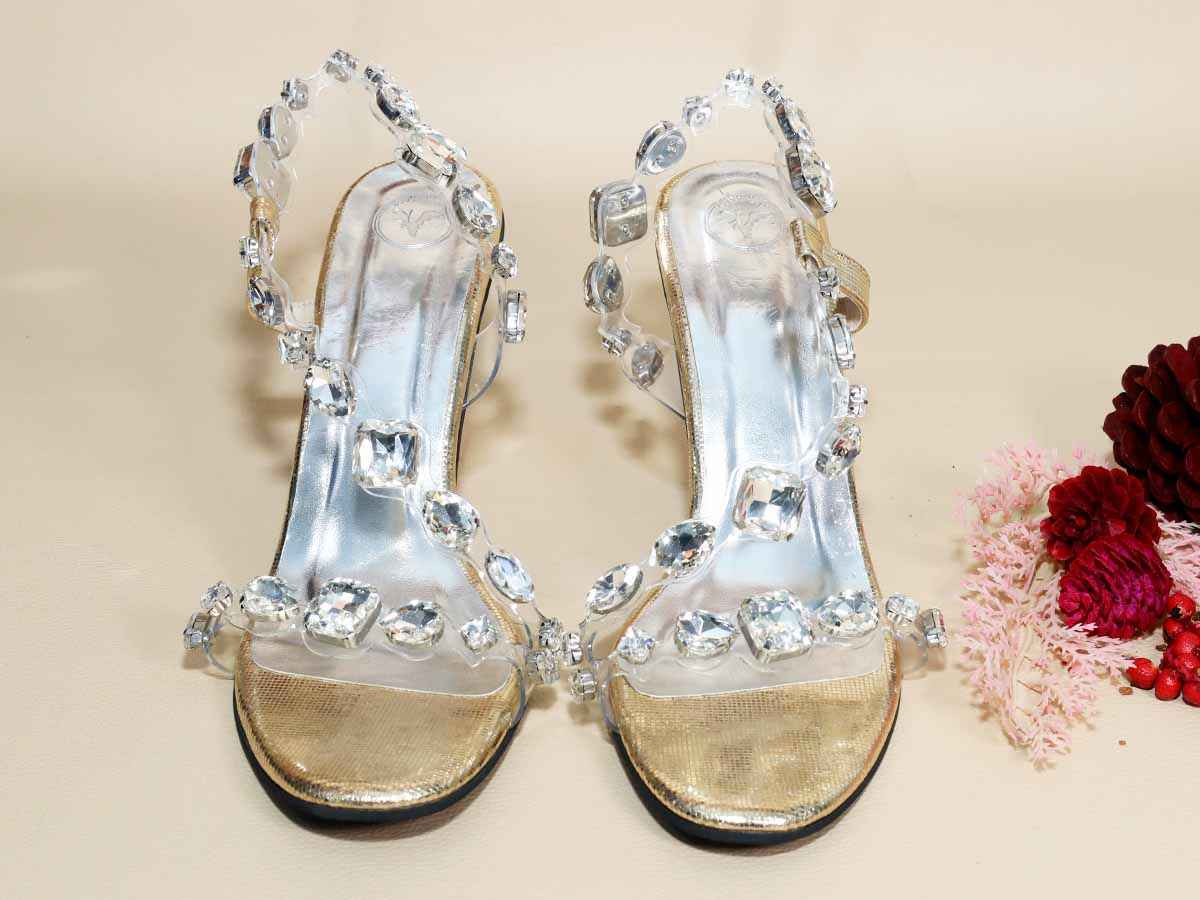 Silver Big Stud Pencil Heel