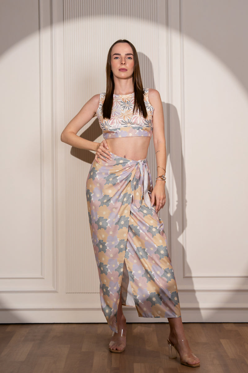 Soft Garden Top & Wrap Around Skirt Set