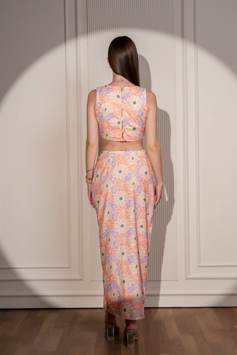 Retro Bloom Top & Wrap Around Skirt Set