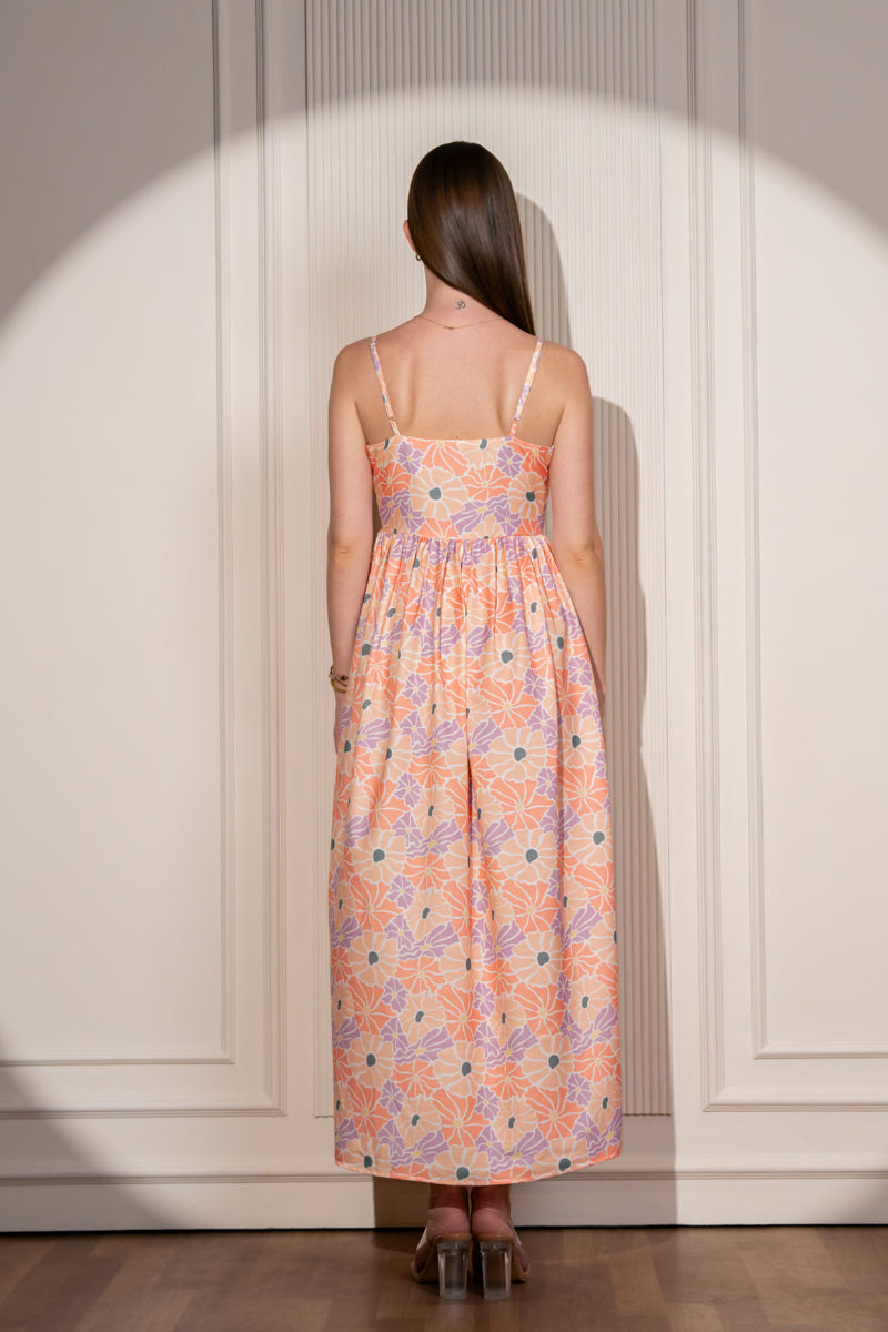 Retro Bloom Gathered Dress