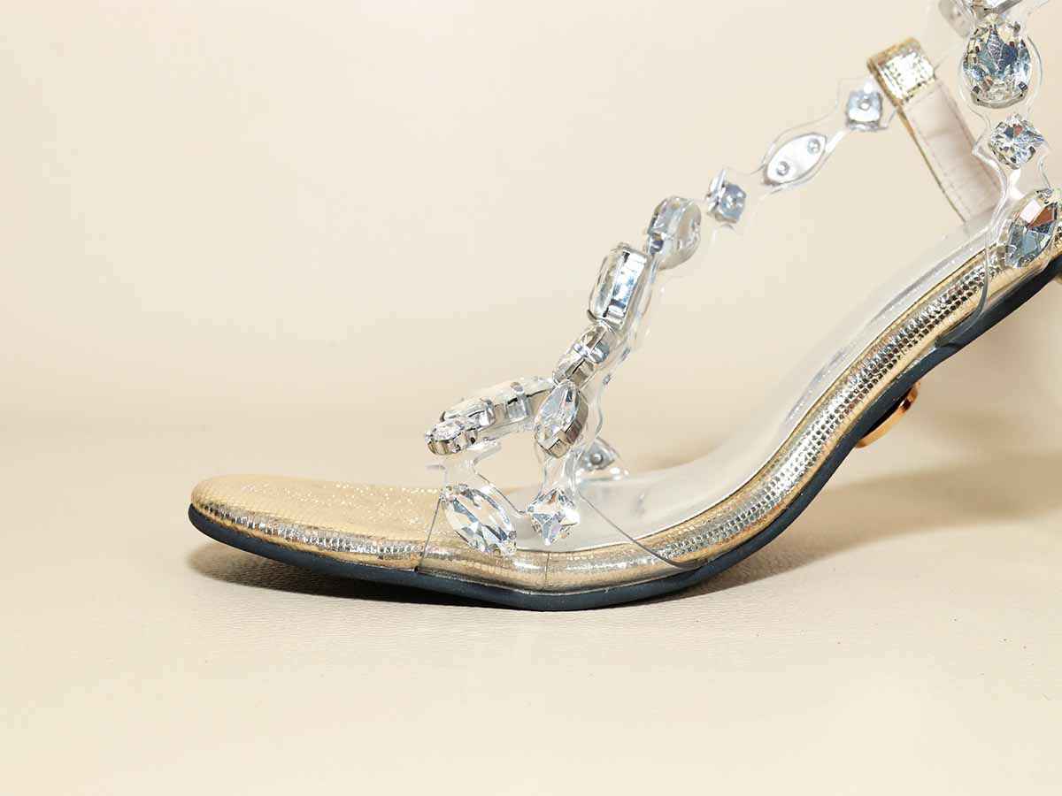 Silver Big Stud Pencil Heel