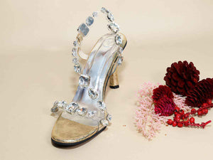 Silver Big Stud Pencil Heel