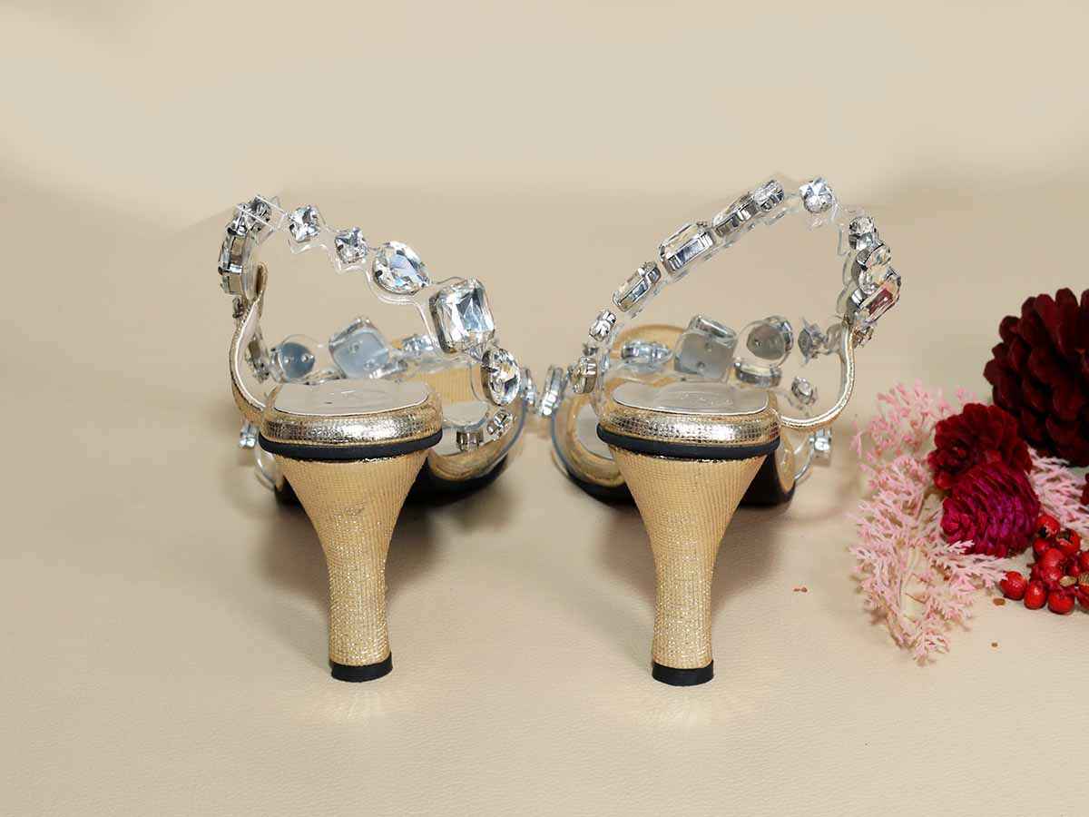 Silver Big Stud Pencil Heel