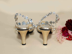 Silver Big Stud Pencil Heel