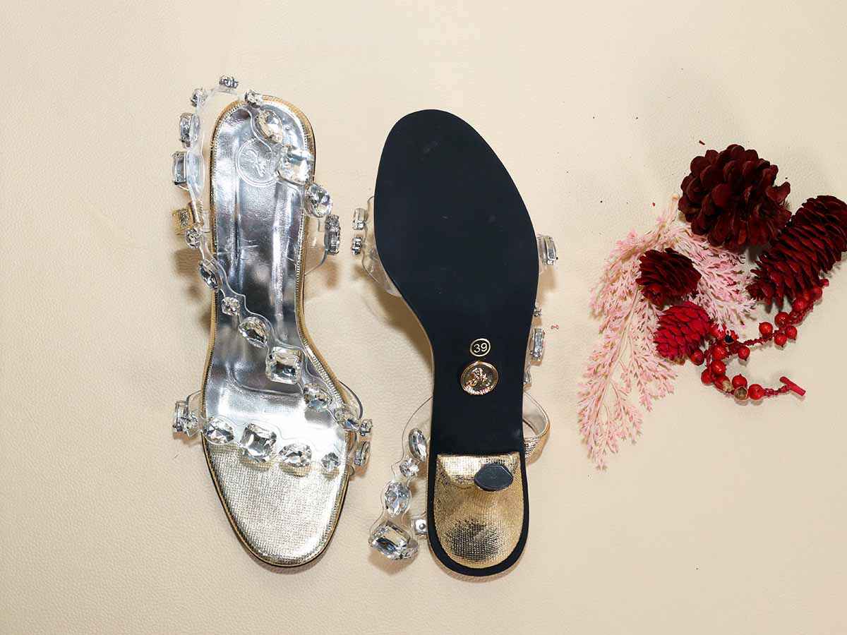 Silver Big Stud Pencil Heel