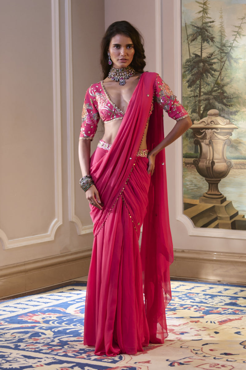 KAIA SAREE SET – HOT PINK