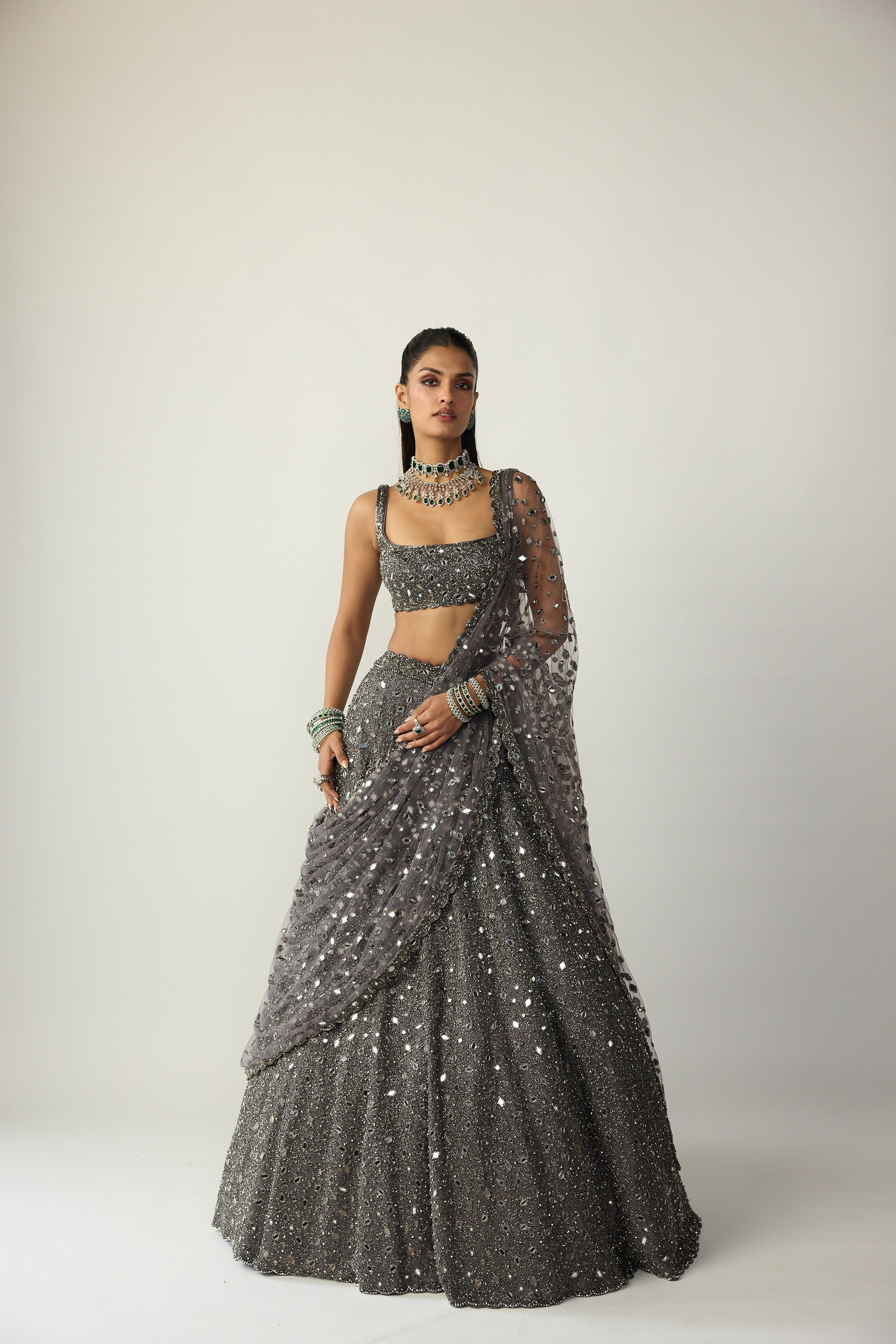 Metallic Grey Lehenga Set