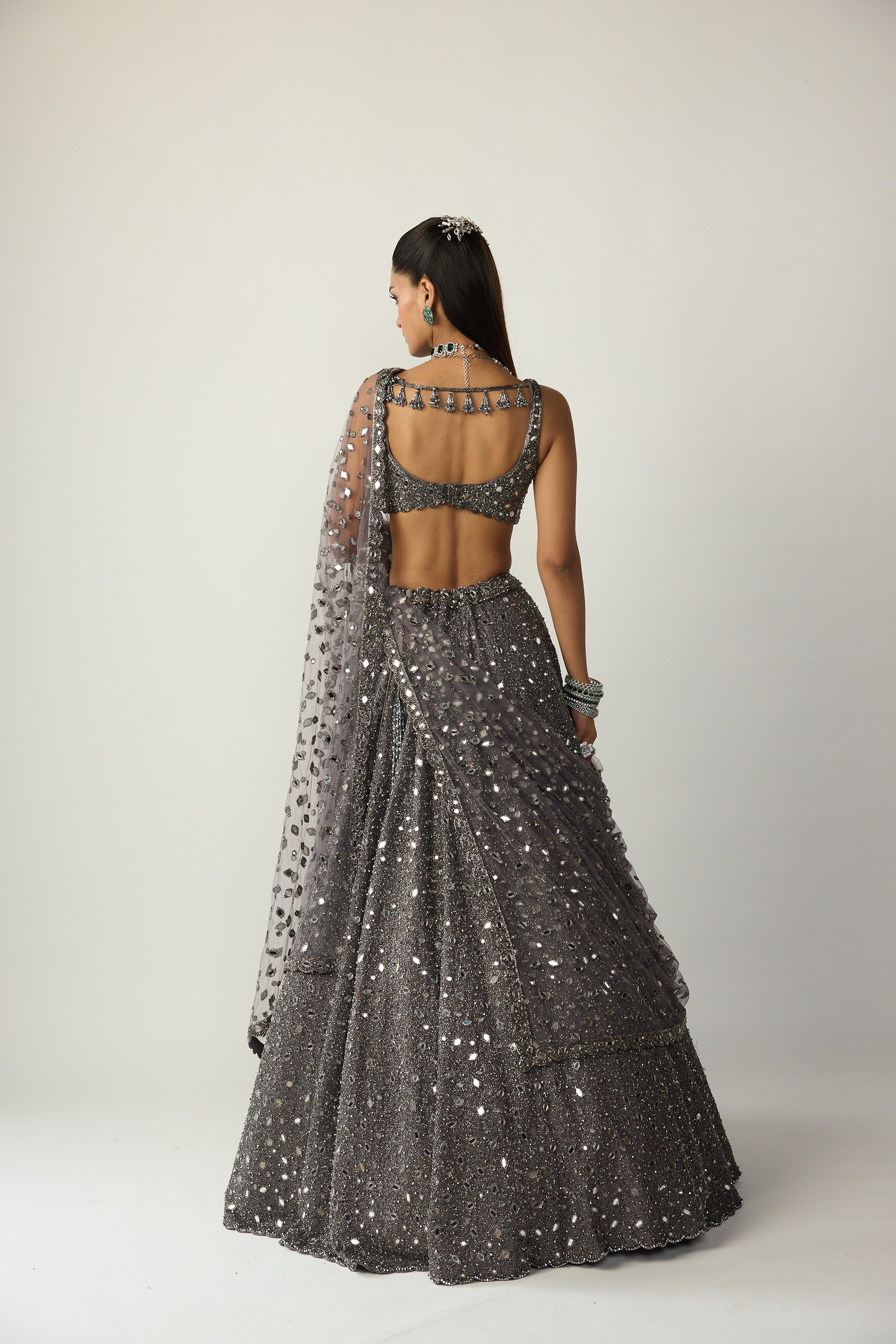 Metallic Grey Lehenga Set
