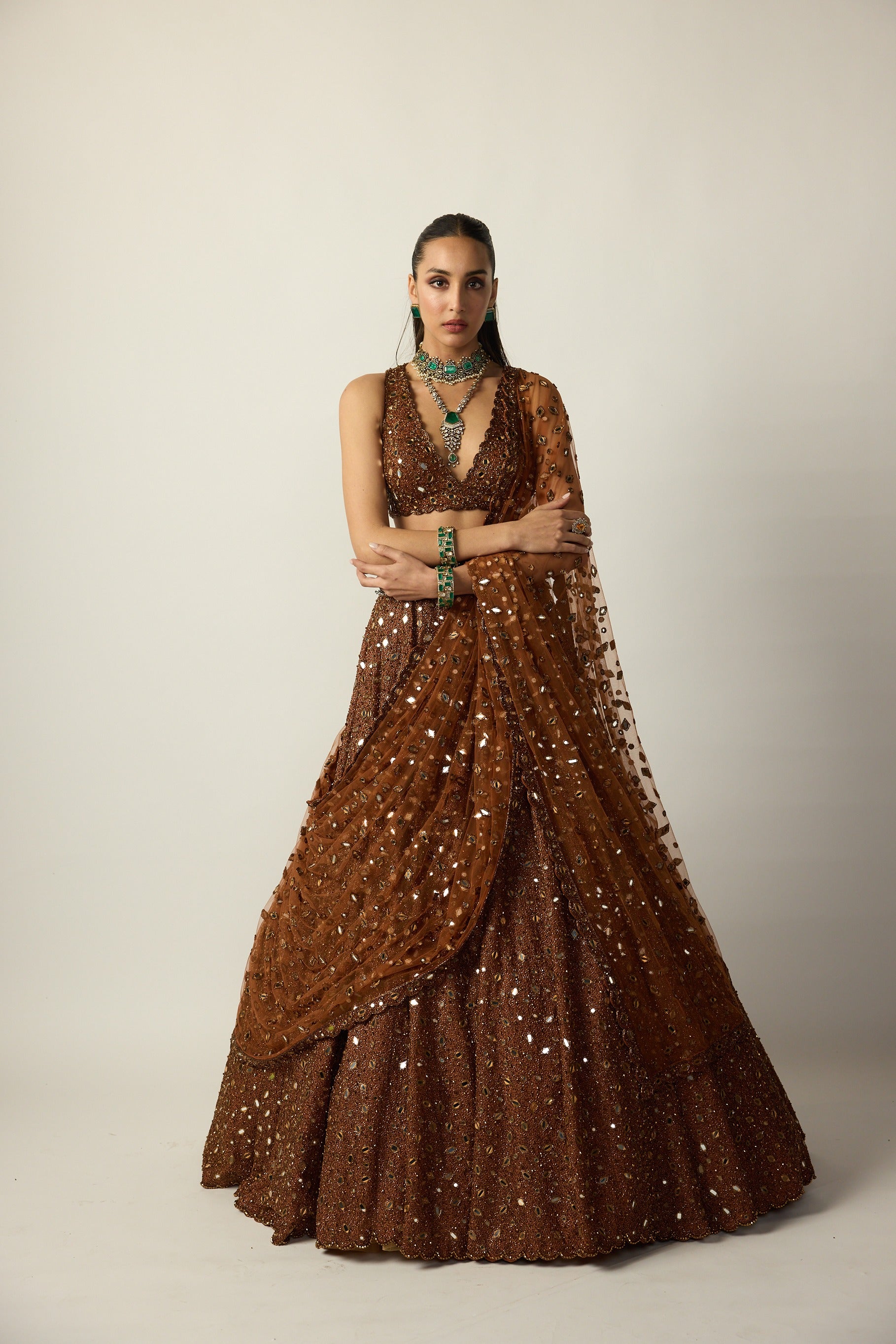 Metallic Copper Lehenga Set