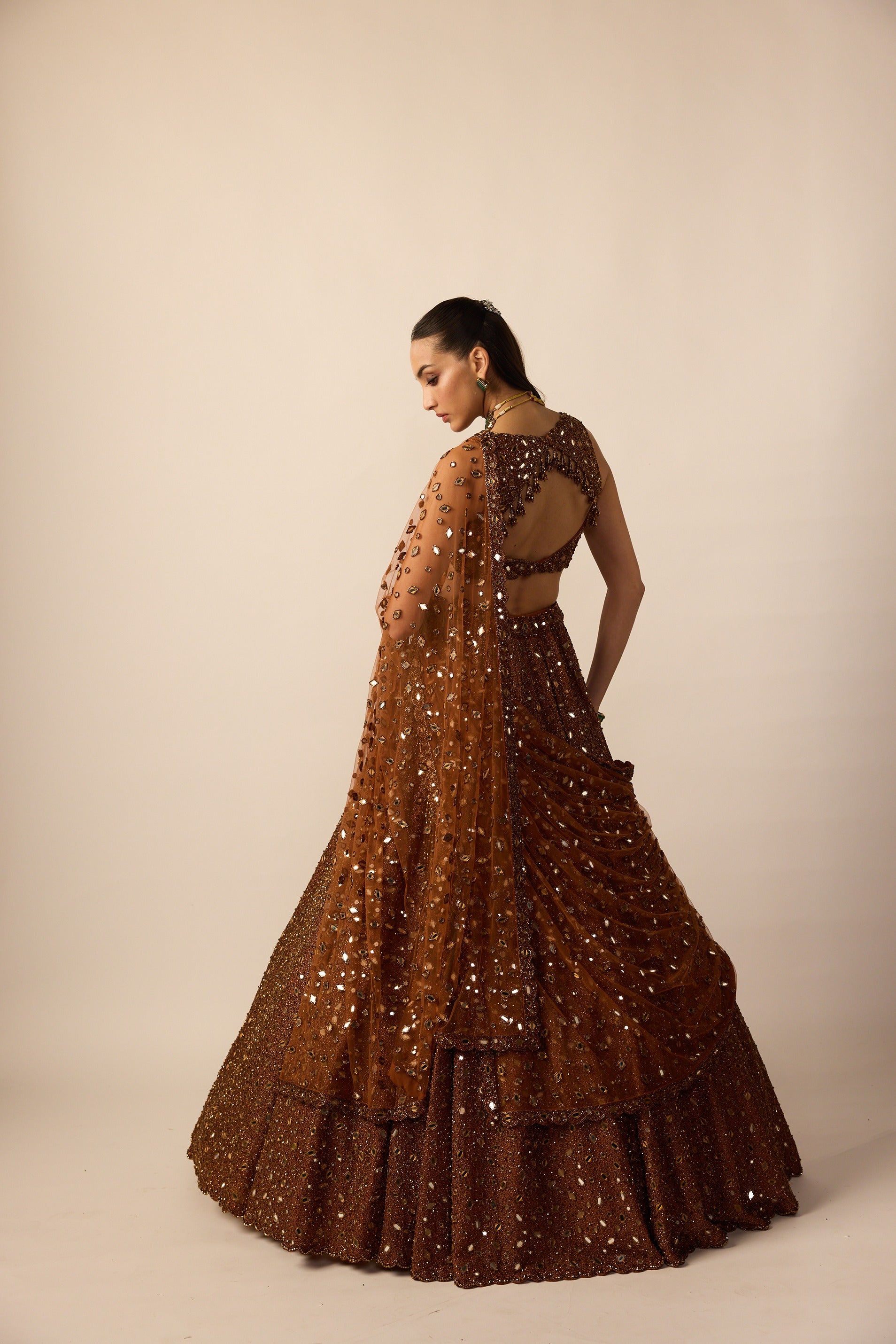 Metallic Copper Lehenga Set