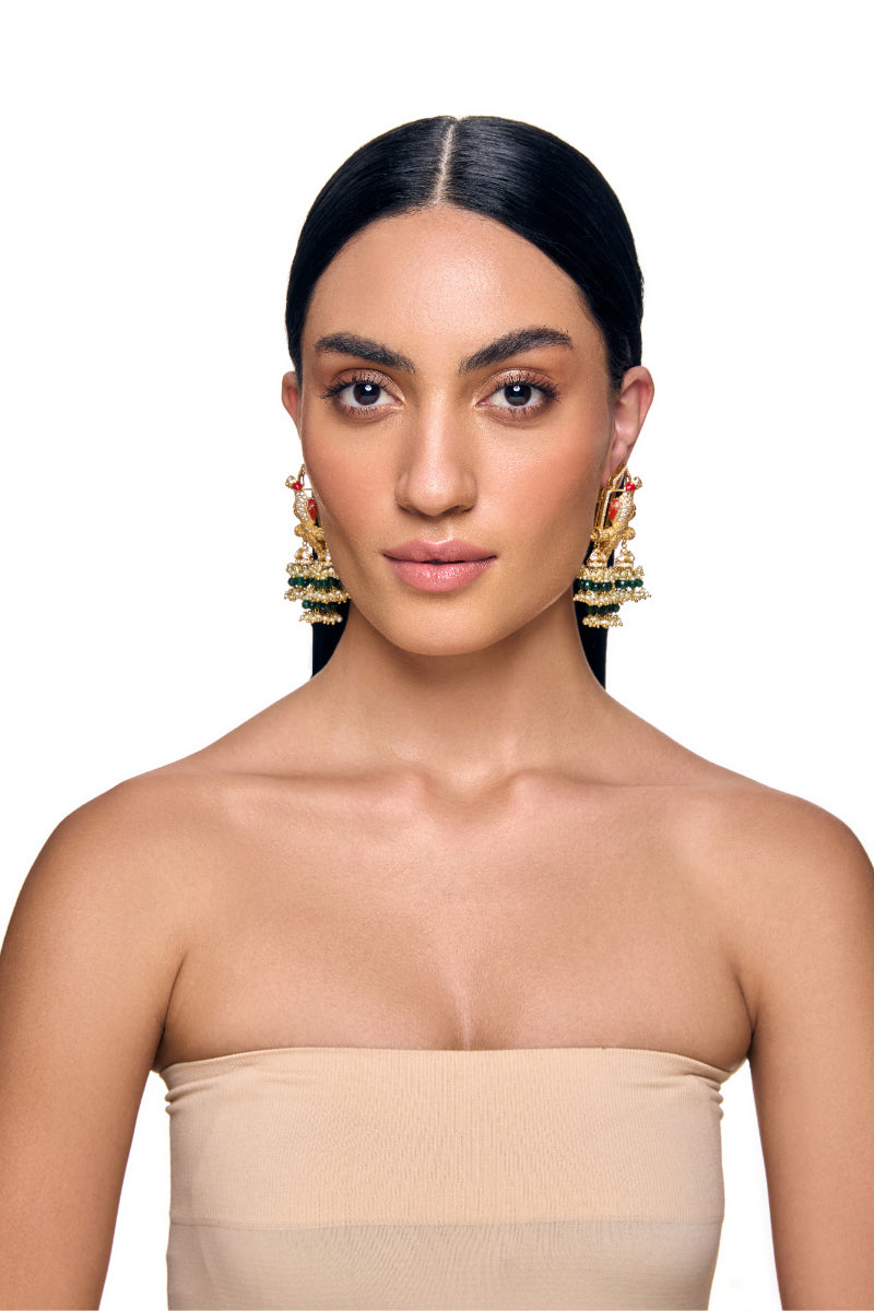 Coral Parrot Earrings