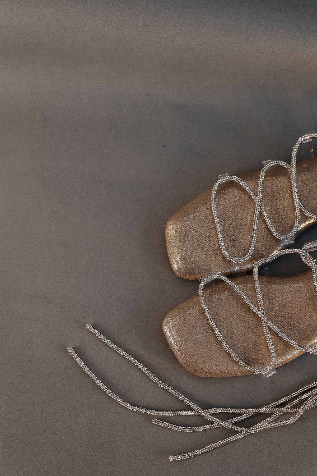 Gold Stringy Shoe Lace Flats Sandal