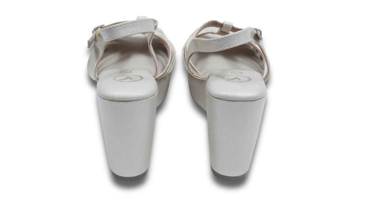 Dolphin Wedge Junk Beige Open Toe Heels
