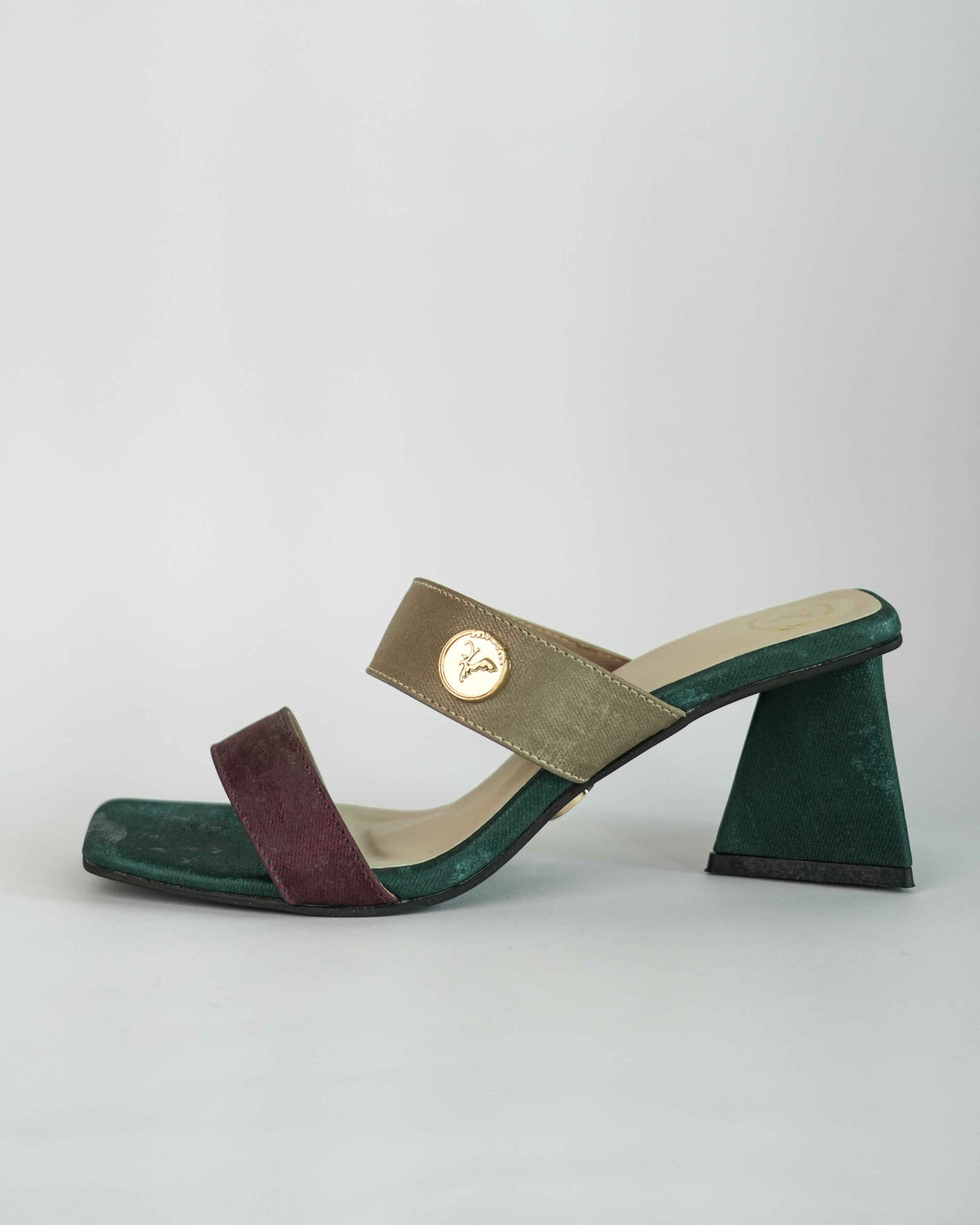 Green Open Toe Slip-on  closure Multi logo Unicorn Block Heel