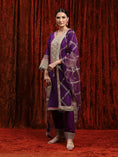 Load image into Gallery viewer, Purple & Rani Kurta Pant Dupatta Set
