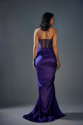 Load image into Gallery viewer, Blue Haulter Neck Embroidered Corset Gown
