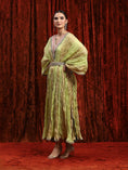 Load image into Gallery viewer, Light Pea Green, Emerald Green & Rani Pink Crinkle Kaftan & Belt Set
