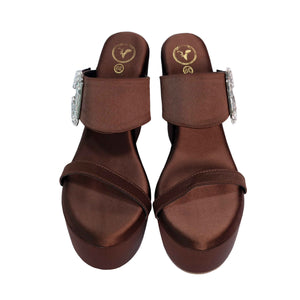 Brown Open Toe Slip-on Dassy Mocha Wedge