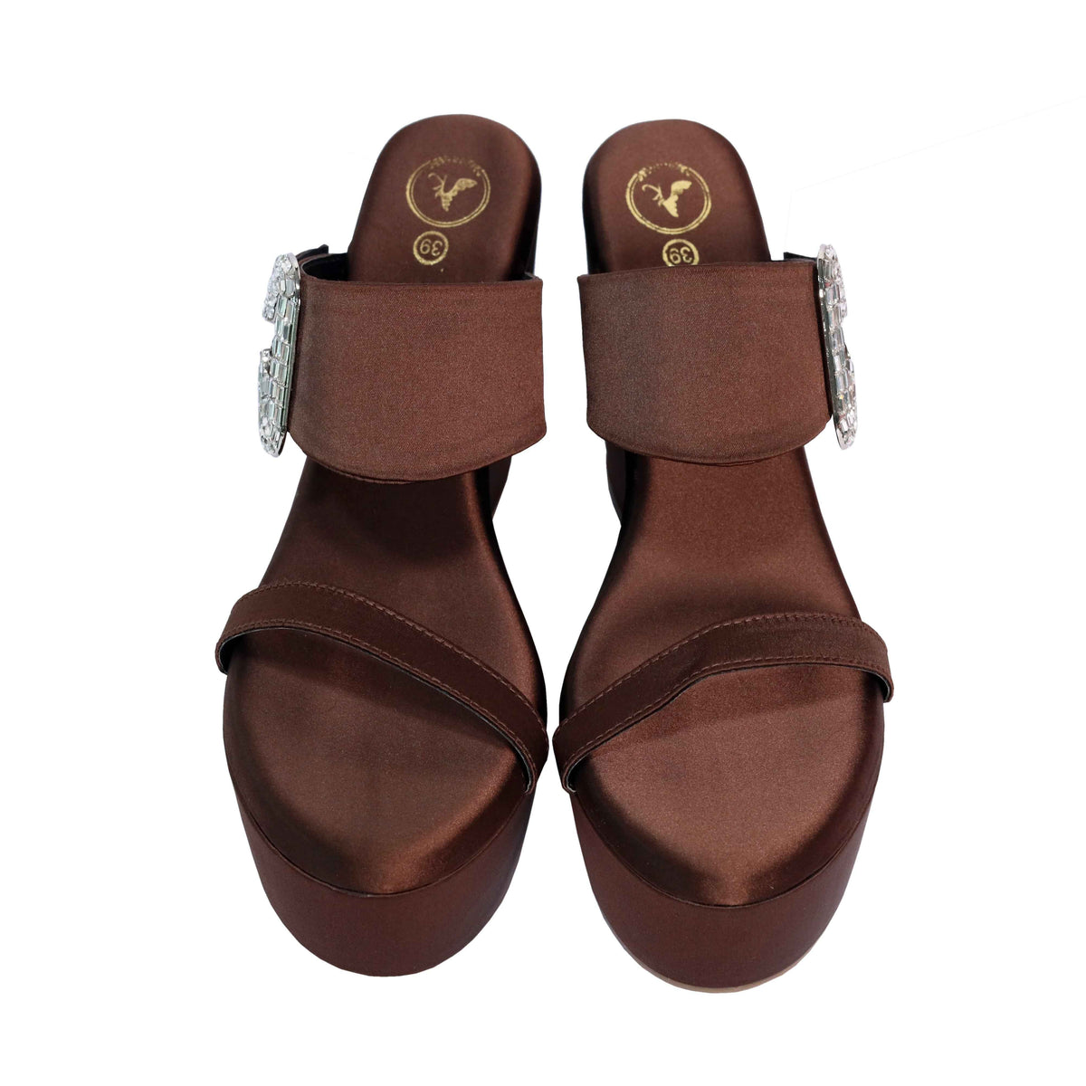 Brown Open Toe Slip-on Dassy Mocha Wedge