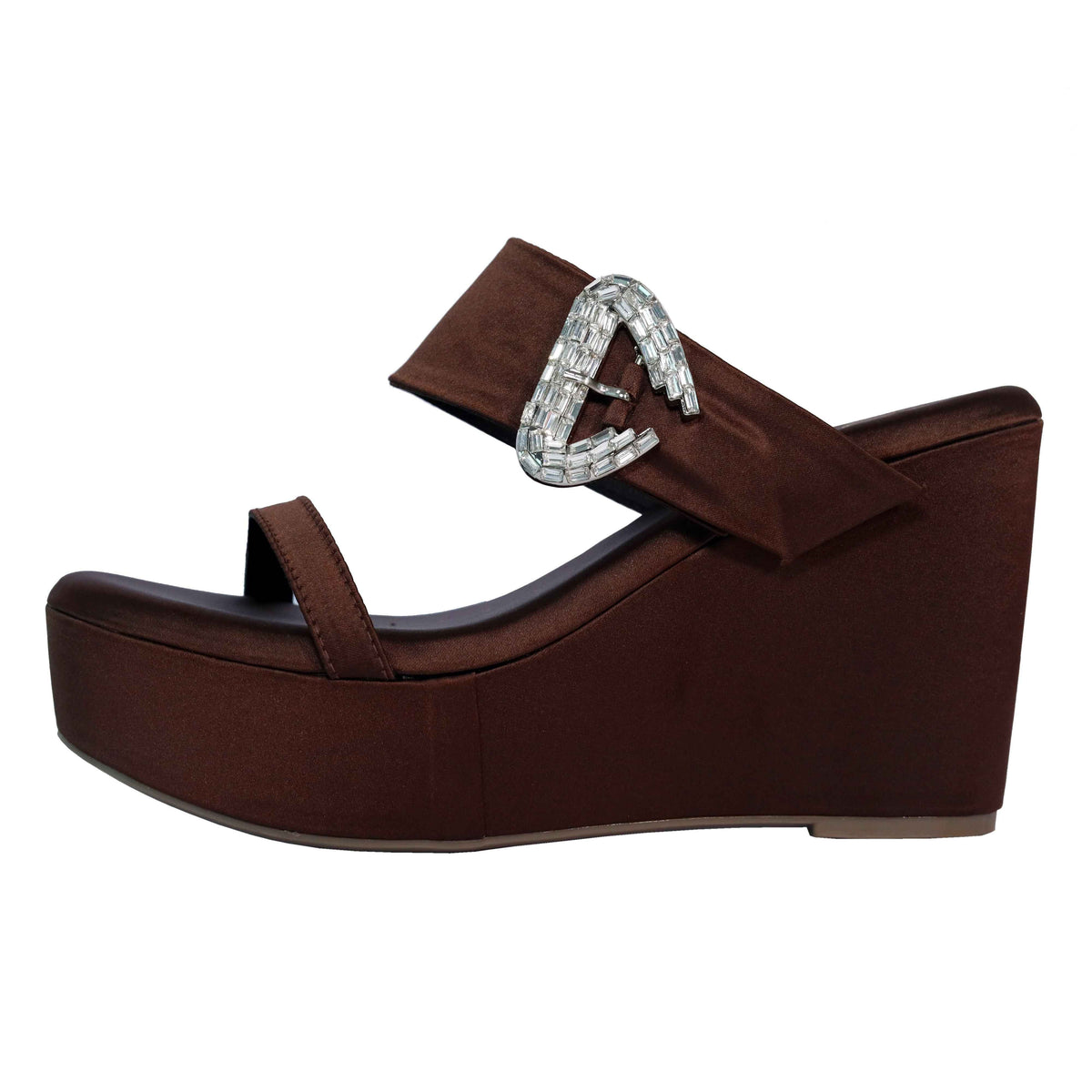 Brown Open Toe Slip-on Dassy Mocha Wedge