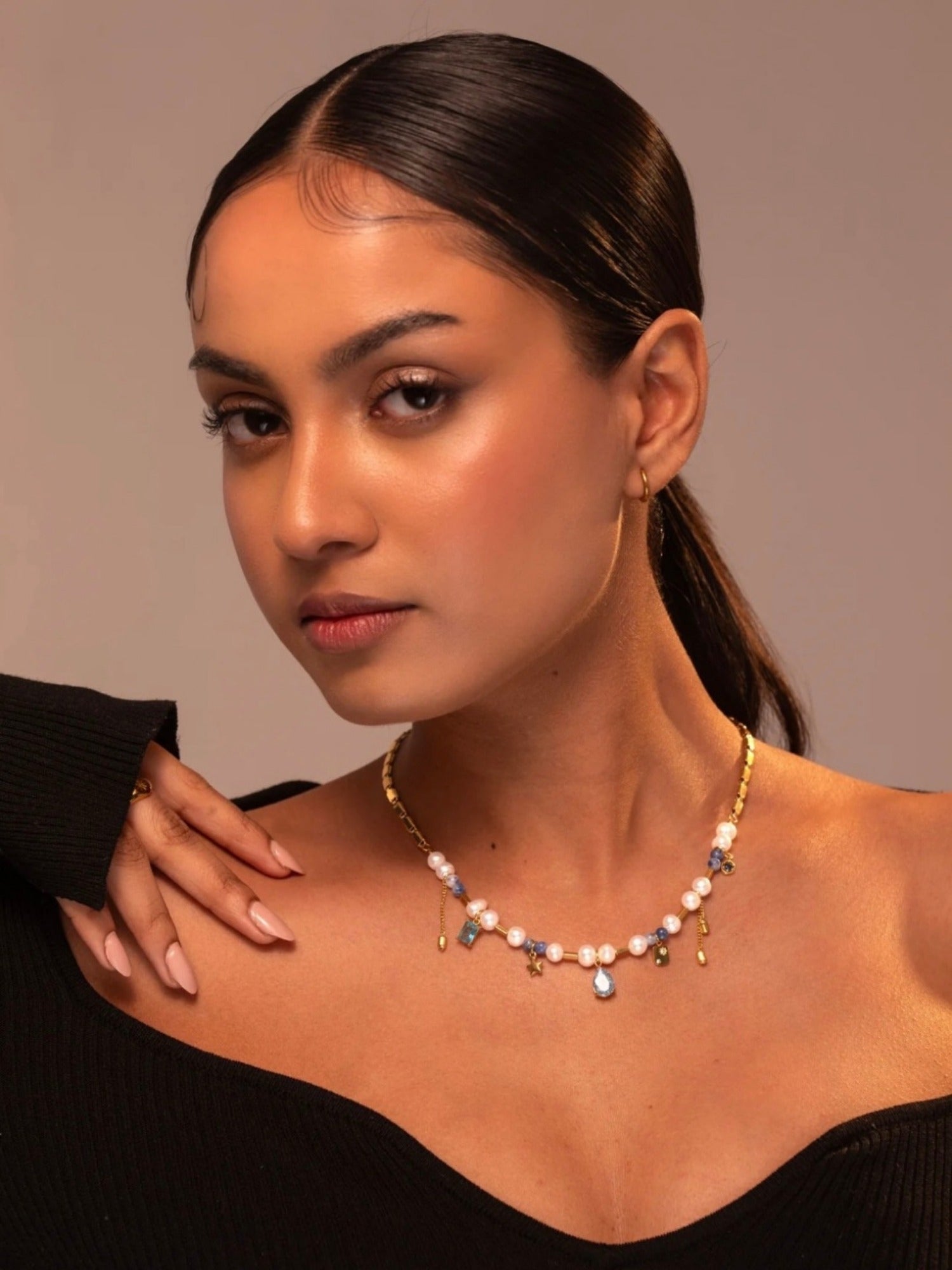 Nefertiti Gemstone Studed Necklace