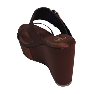 Brown Open Toe Slip-on Dassy Mocha Wedge
