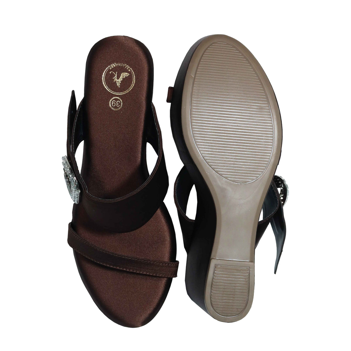 Brown Open Toe Slip-on Dassy Mocha Wedge