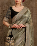 Load image into Gallery viewer, Golden & Black Saree & Blouse Set
