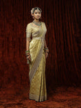 Load image into Gallery viewer, Golden Banarasi Saree, Blouse & Belt Set
