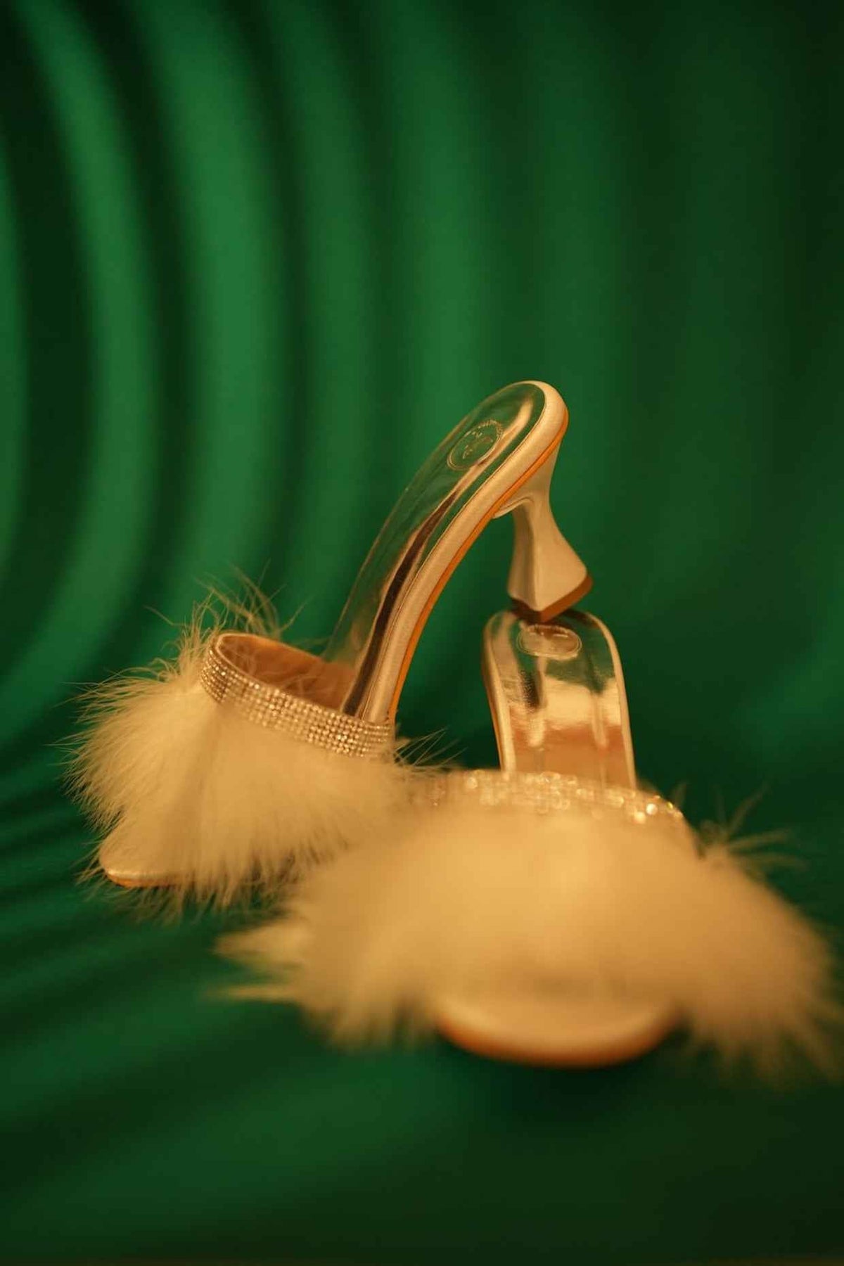 White Candy Fur Open Toe Heel Sandal