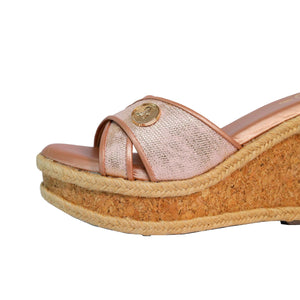 Sufi Cork Open Toe Pink Wedge