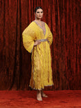 Load image into Gallery viewer, Lomon Yellow, Purplle & Rani Pink Crinkle Kaftan & Belt Set
