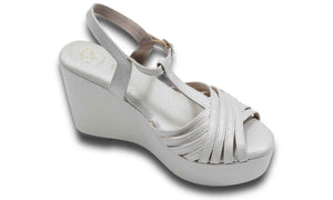 Dolphin Wedge Junk Beige Open Toe Heels