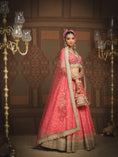 Load image into Gallery viewer, Punch Pink And Emerald Green Lehenga Set
