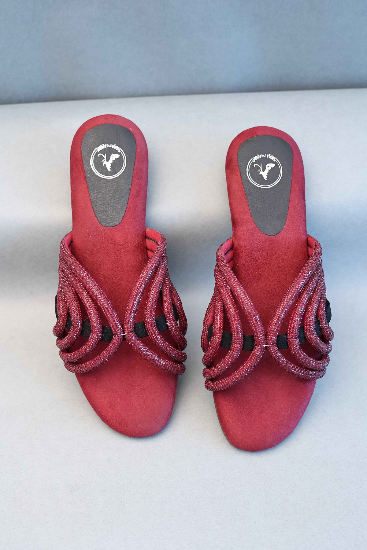 Ruby Red Open Toe Kitten Heel Sandal