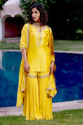 Load image into Gallery viewer, Yellow Silk Georgette Embroidered Sharara Set
