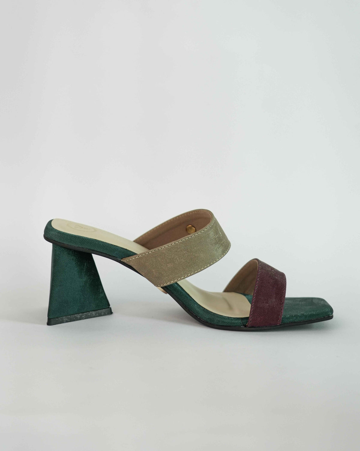 Green Open Toe Slip-on  closure Multi logo Unicorn Block Heel