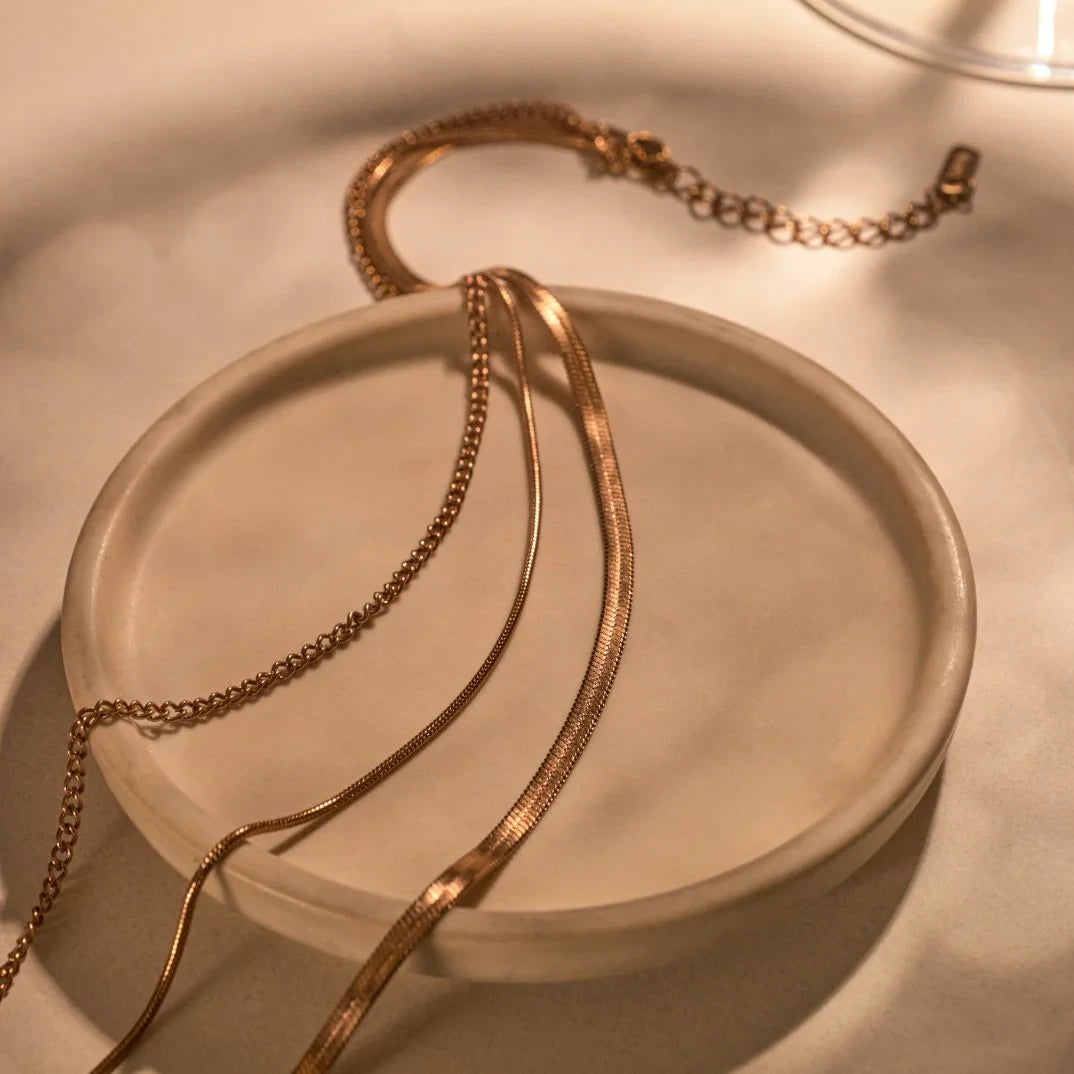 Baesic Triple Layered Neckchain Rose Gold