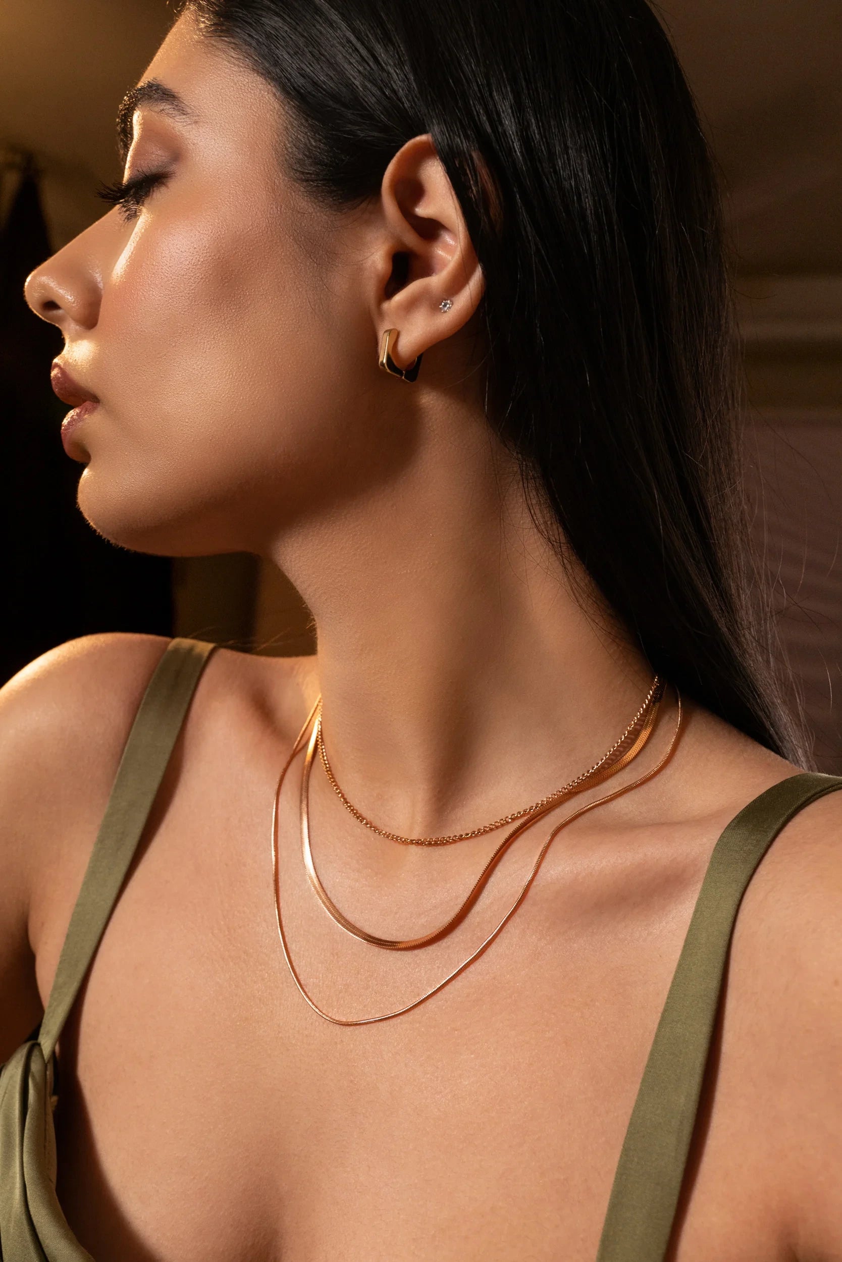 Baesic Triple Layered Neckchain Rose Gold