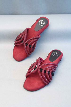 Ruby Red Open Toe Kitten Heel Sandal