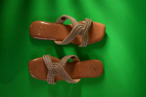 Gold String Nude Base Sandals