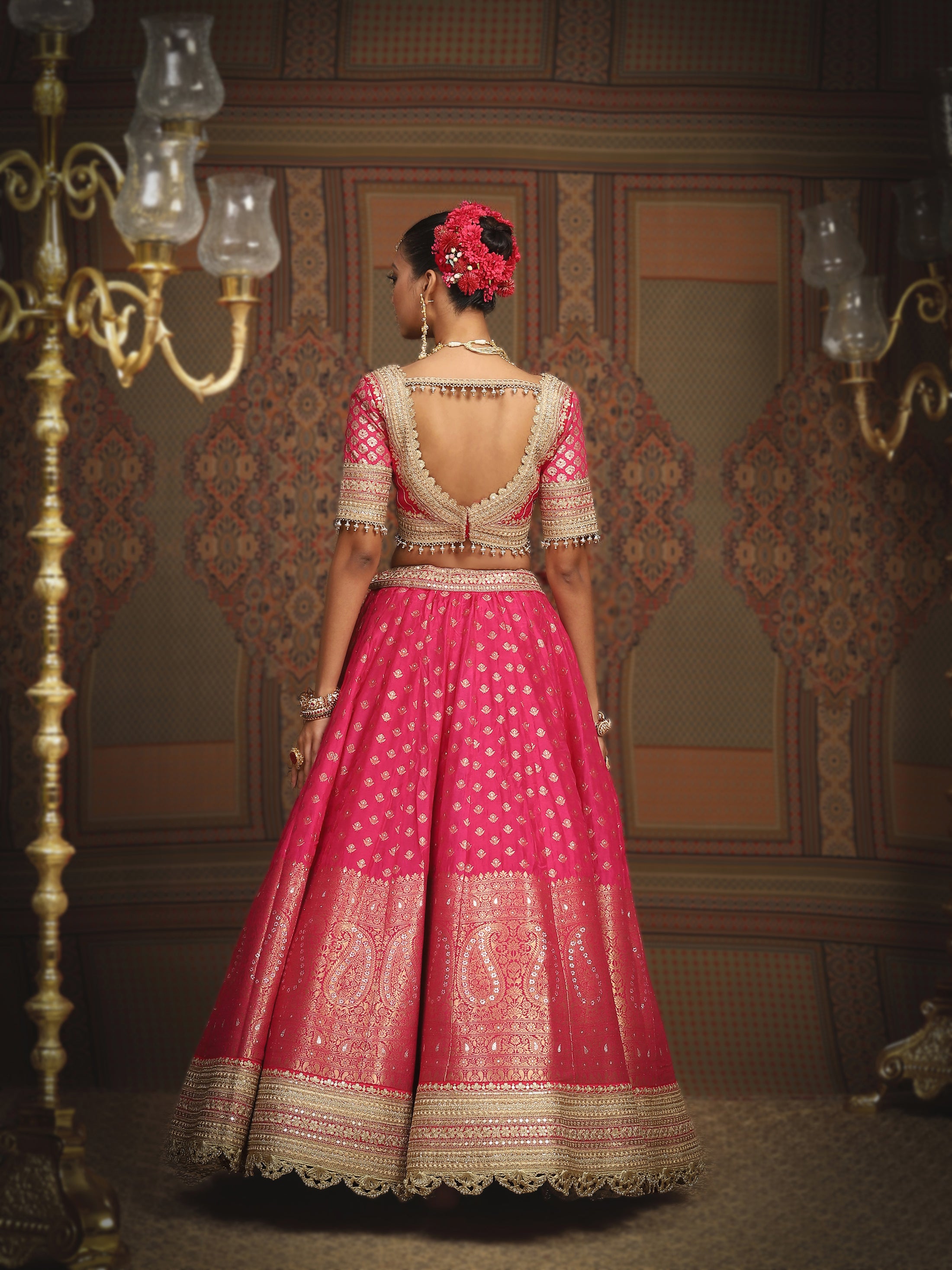 Rani Pink Banarasi Lehenga Set