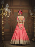 Load image into Gallery viewer, Punch Pink And Emerald Green Lehenga Set

